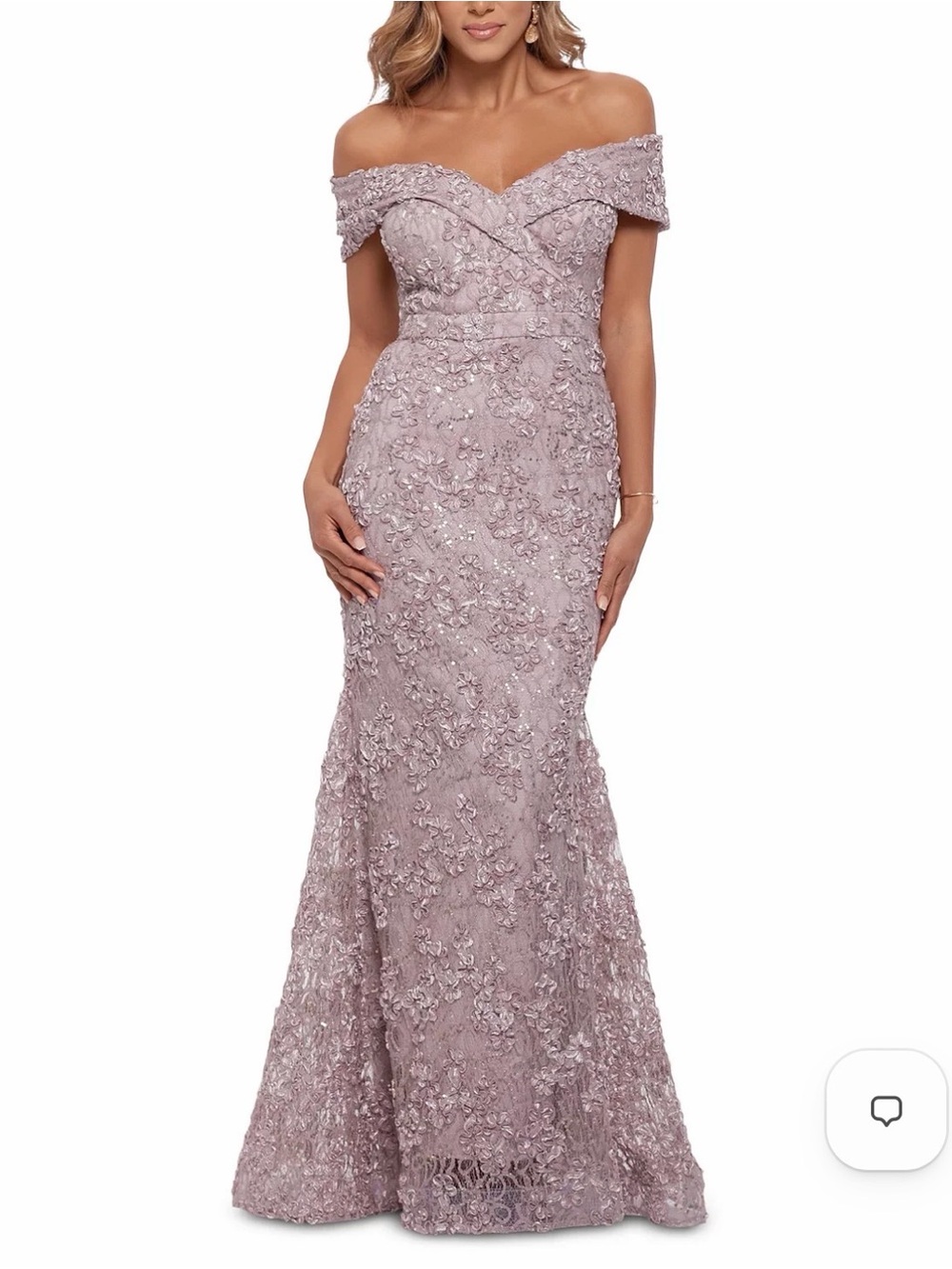 Xscape Evenings “Jill” Off The Shoulder Lace Gown 4618X Size 12P ORG RETAIL $295